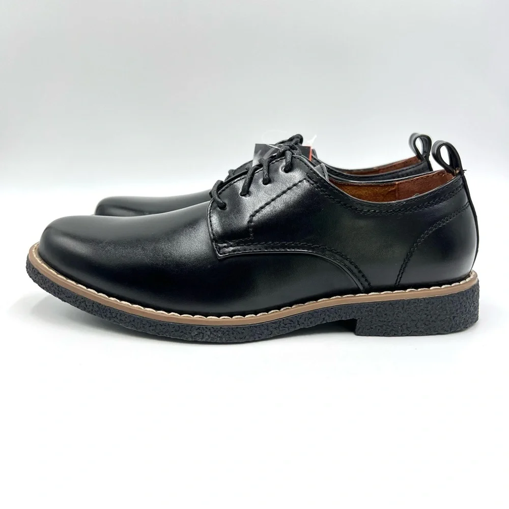 Deer Stags Boys Size‎ 3.5 Black Faux Vegan Leather Oxford Derby Dress Shoes